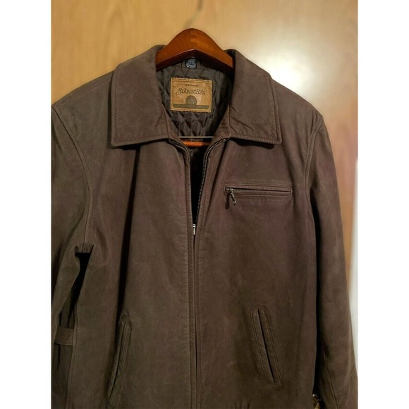 St Johns Womens Jacket L Brown Geniune Suede Leather Zip Front Lined Coat - Picture 4 of 10
